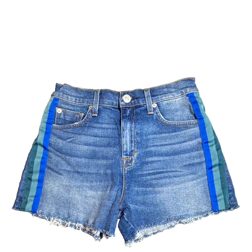 Hudson Women's Blue Denim Cut Off Shorts Size 26 Stretch Fringe 5-Pocket